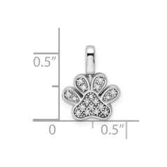 Sterling Silver Rhod 0.15ct. Blk & White Dia. Reversible Pawprint Pendant QDX1266