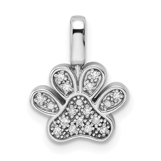 Sterling Silver Rhod 0.15ct. Blk & White Dia. Reversible Pawprint Pendant QDX1266