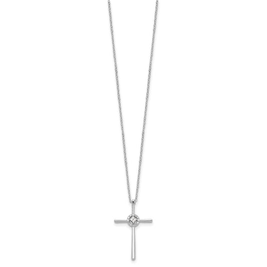 Sterling Silver Diamond Rhodium-plated Eternal Life Cross Necklace QDX161-16