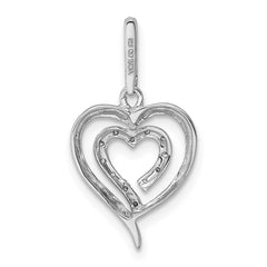 Sterling Silver Rhodium Diam. Heart Pendant QDX218
