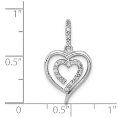 Sterling Silver Rhodium Diam. Heart Pendant QDX218