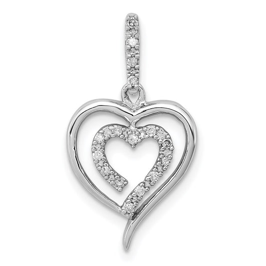 Sterling Silver Rhodium Diam. Heart Pendant QDX218