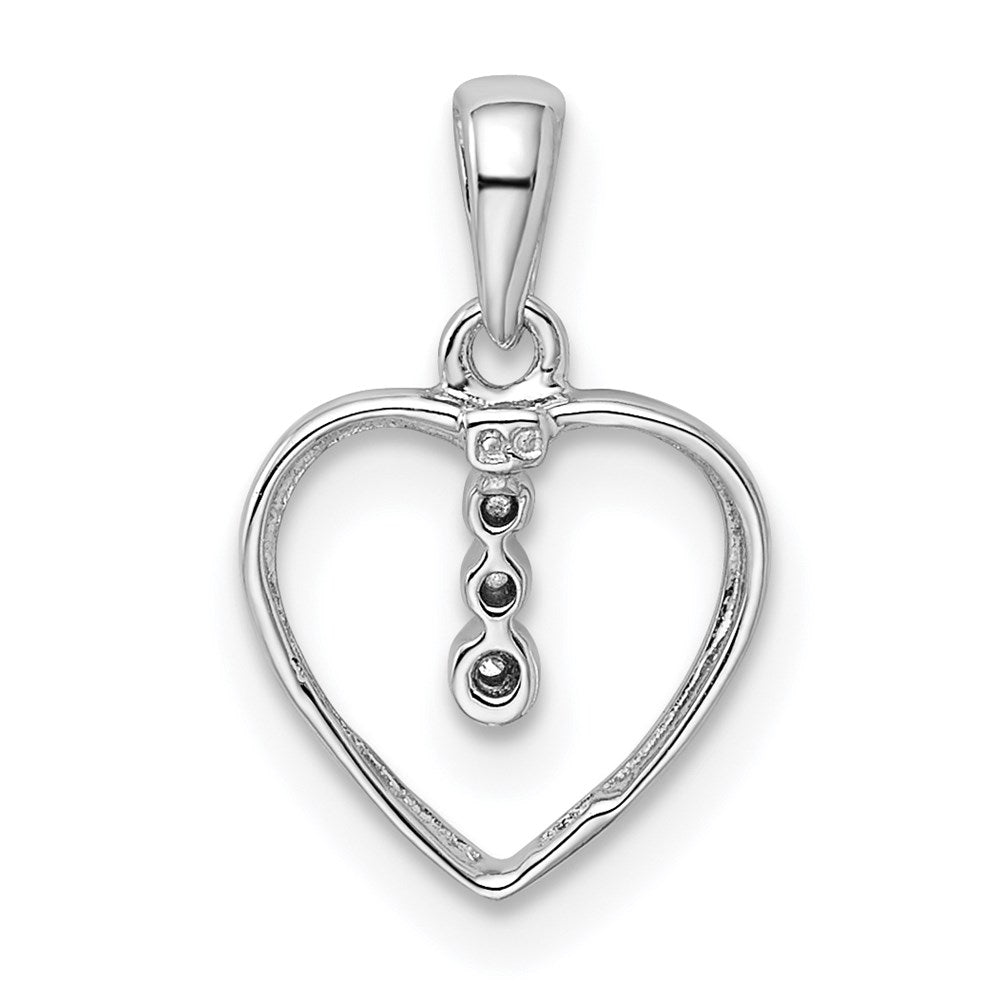 Sterling Silver Diamond Rhodium Heart Pendant QDX232