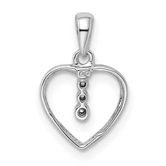 Sterling Silver Diamond Rhodium Heart Pendant QDX232