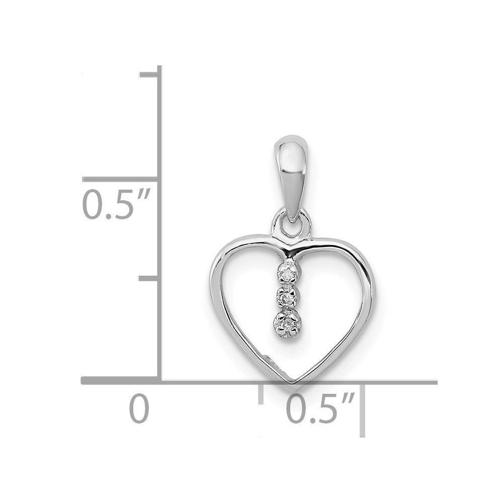 Sterling Silver Diamond Rhodium Heart Pendant QDX232