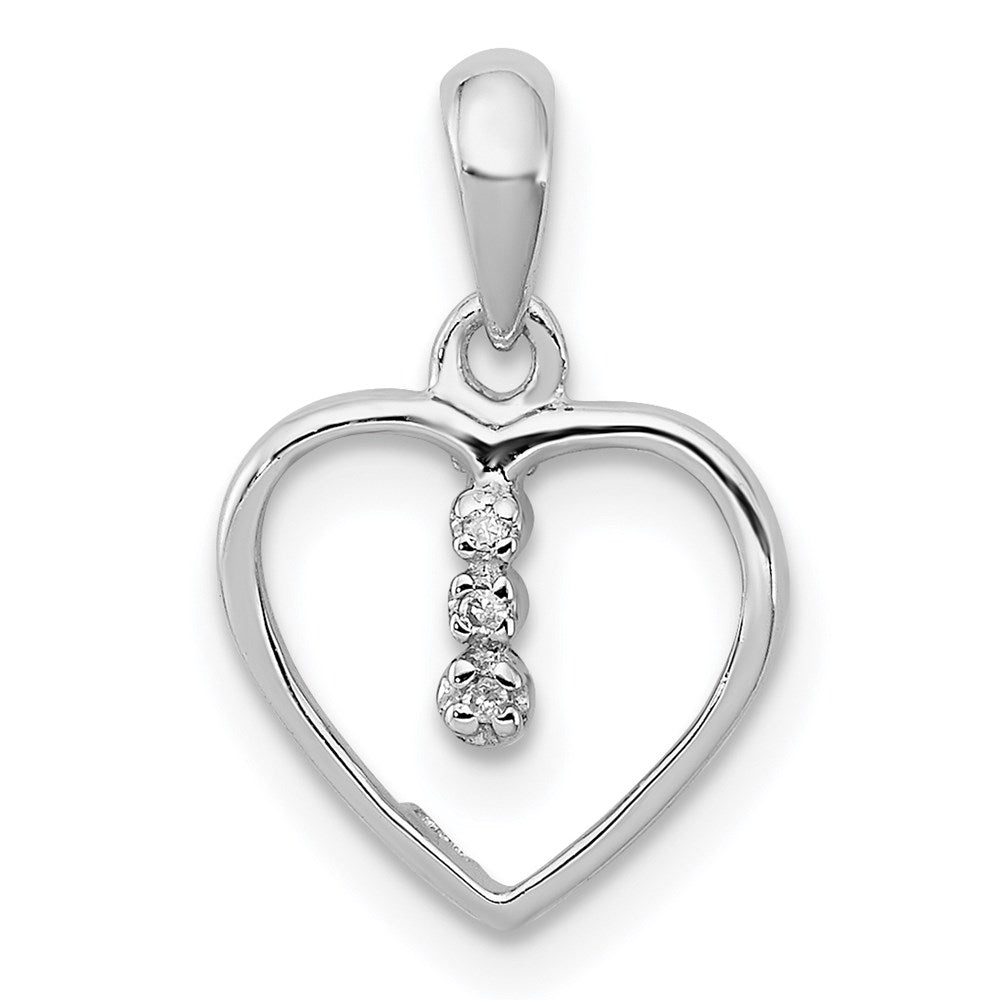 Sterling Silver Diamond Rhodium Heart Pendant QDX232