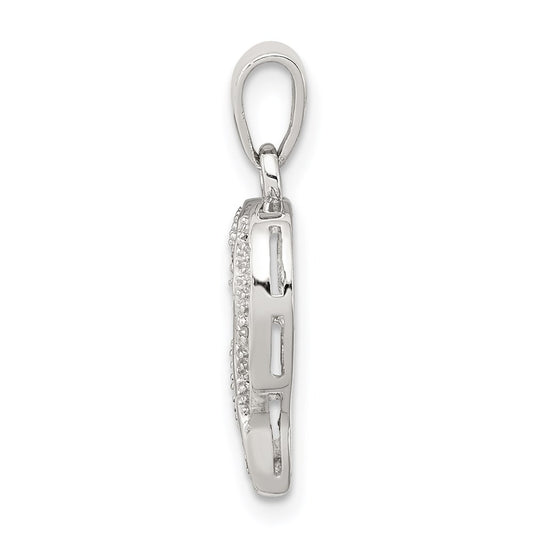 Sterling Silver Rhodium Diamond Heart Pendant QDX236
