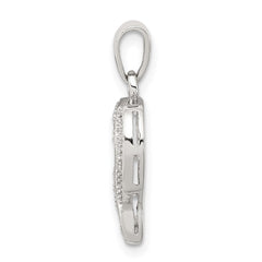 Sterling Silver Rhodium Diamond Heart Pendant QDX236