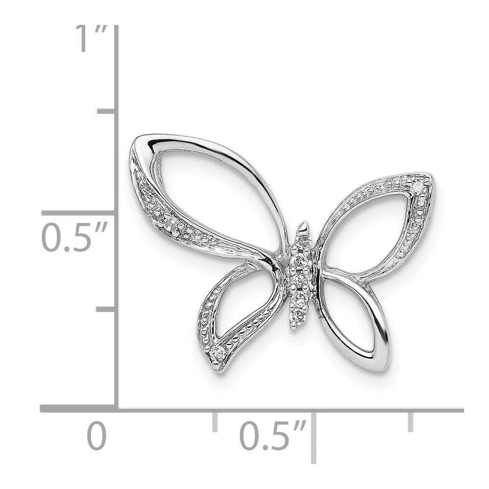 Sterling Silver Rhodium Diam. Butterfly Pendant QDX237