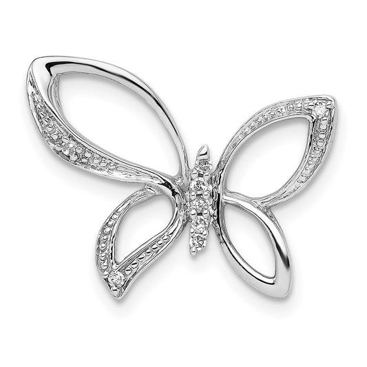 Sterling Silver Rhodium Diam. Butterfly Pendant QDX237