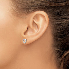 QDX291 Sterling Silver Rhodium Diamond Heart Post Earrings