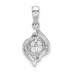 Sterling Silver Rhodium 6mm FW Cultured Pearl & Diamond Pendant QDX304
