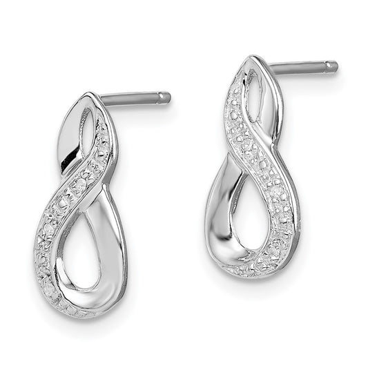 QDX338 Sterling Silver Rhodium Diamond Post Earrings