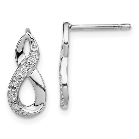 QDX338 Sterling Silver Rhodium Diamond Post Earrings