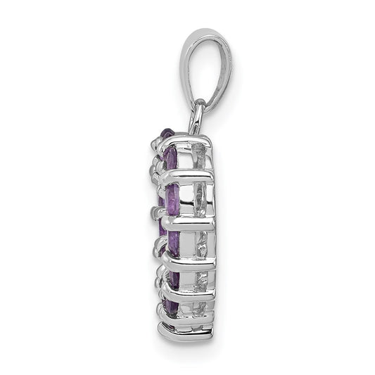 Sterling Silver Rhodium Plated Amethyst Heart Pendant QDX373