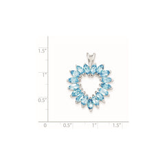 Sterling Silver Rhodium Marquise Swiss Blue Topaz Heart Pendant QDX508