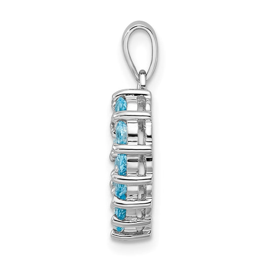 Sterling Silver Rhodium Light Swiss Blue Topaz Heart Pendant QDX515