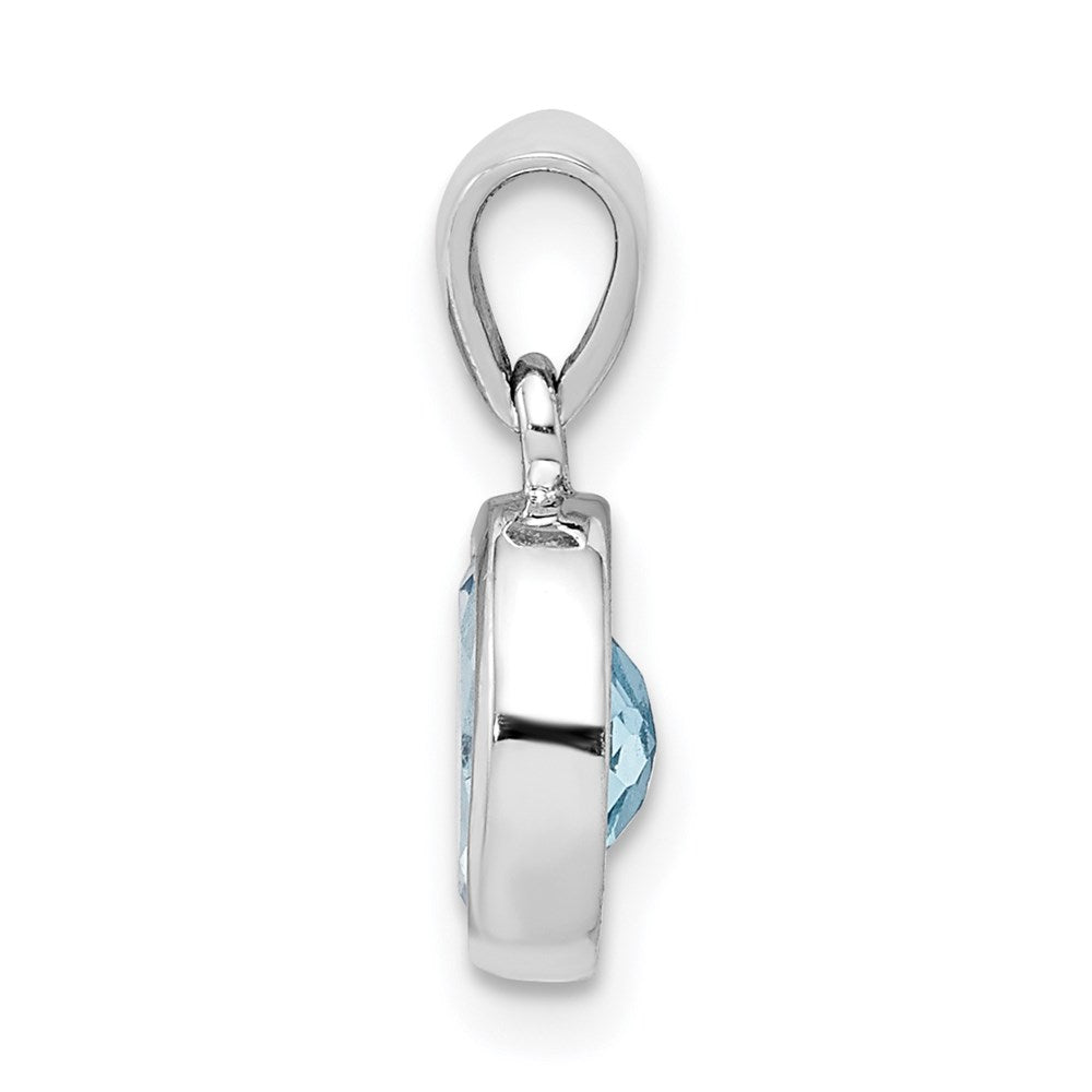 Sterling Silver Rhodium Light Swiss Blue Topaz Pendant QDX573