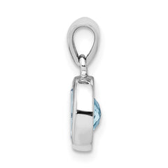 Sterling Silver Rhodium Light Swiss Blue Topaz Pendant QDX573