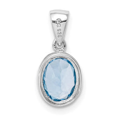 Sterling Silver Rhodium Light Swiss Blue Topaz Pendant QDX573