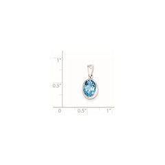 Sterling Silver Rhodium Light Swiss Blue Topaz Pendant QDX573
