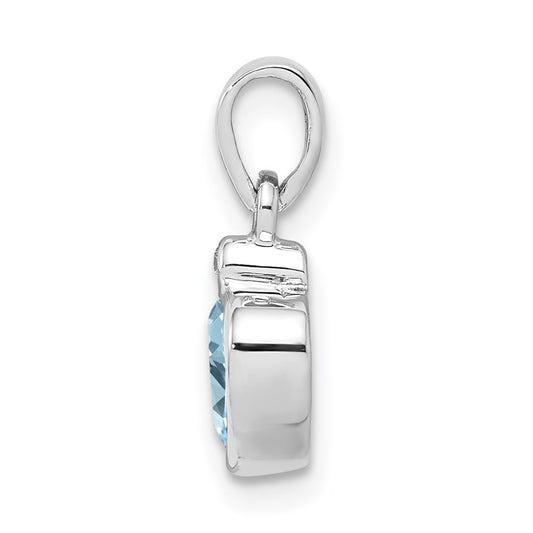 Sterling Silver Rhodium Light Swiss Blue Topaz Diamond Pendant QDX580