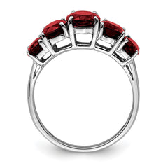 Sterling Silver Rhodium Garnet Ring