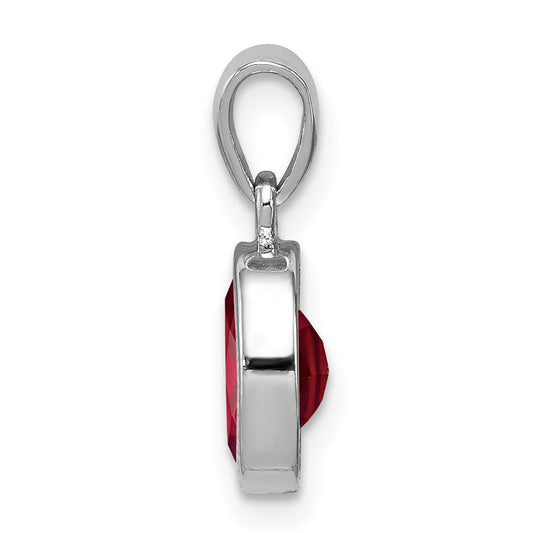 Sterling Silver Rhodium Garnet Pendant QDX600