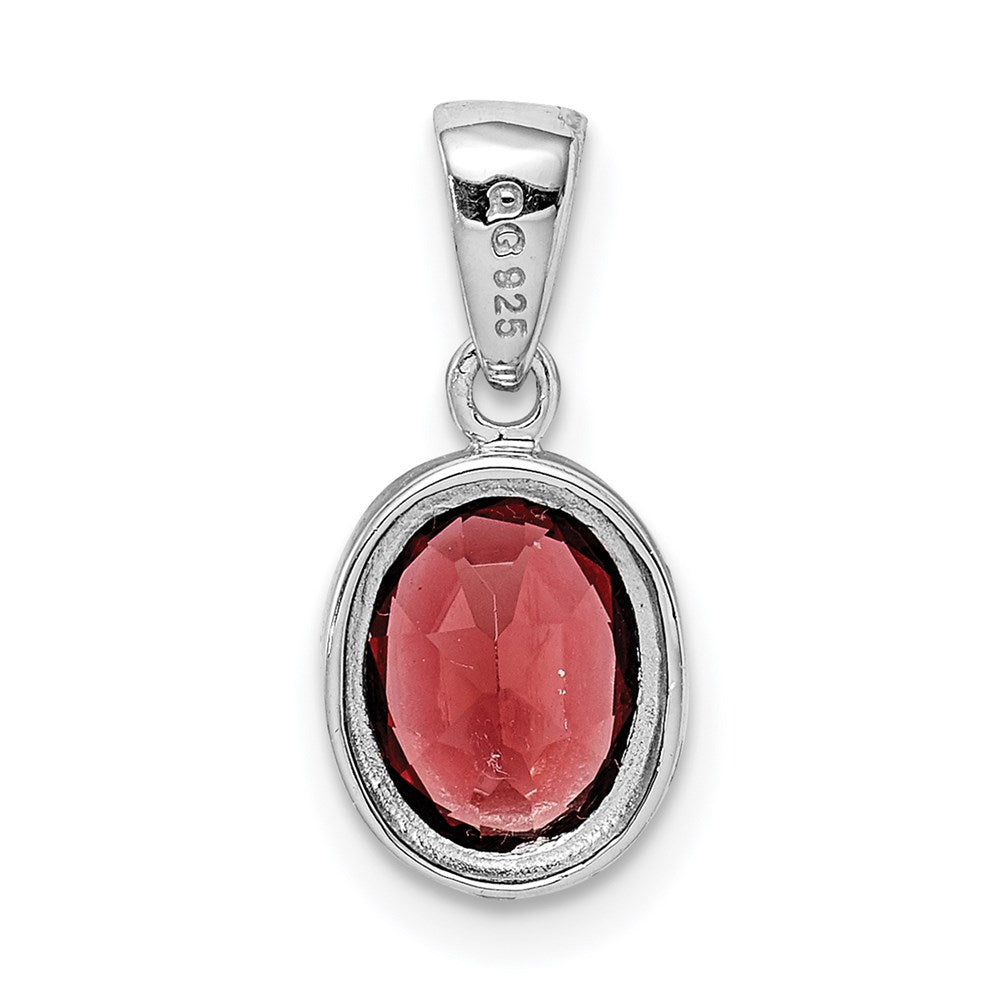Sterling Silver Rhodium Garnet Pendant QDX600