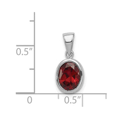 Sterling Silver Rhodium Garnet Pendant QDX600