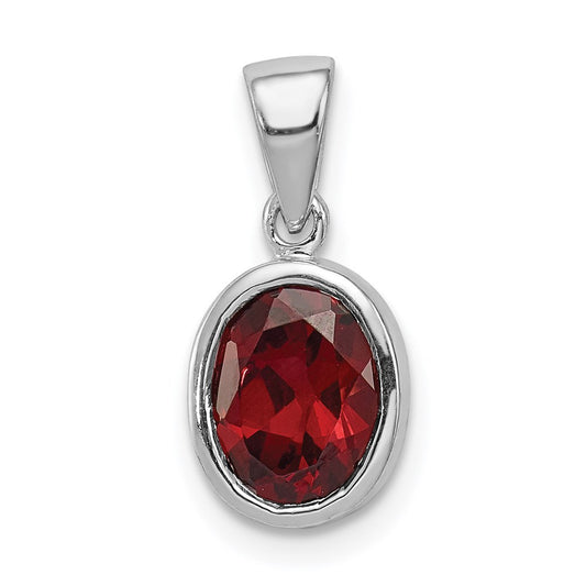 Sterling Silver Rhodium Garnet Pendant QDX600