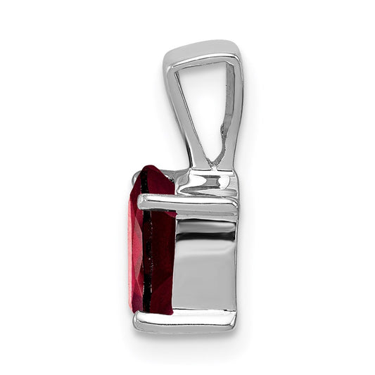 Sterling Silver Rhodium Garnet Pendant QDX602