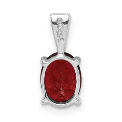 Sterling Silver Rhodium Garnet Pendant QDX602