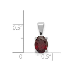 Sterling Silver Rhodium Garnet Pendant QDX602