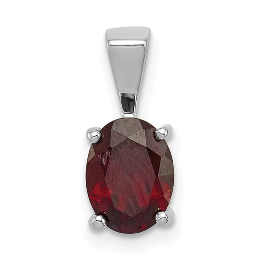 Sterling Silver Rhodium Garnet Pendant QDX602