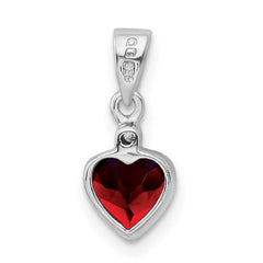 Sterling Silver Rhodium Garnet Diamond Pendant QDX607