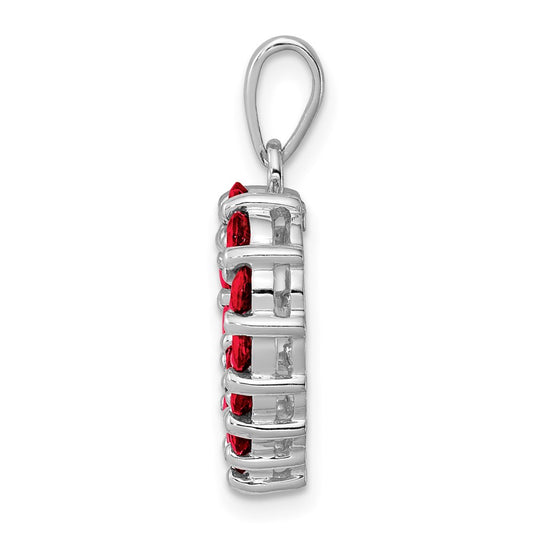 Sterling Silver Rhodium Garnet Pendant QDX628