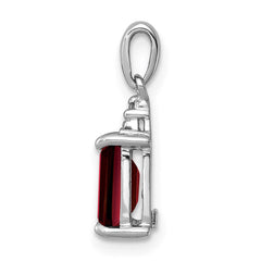 Sterling Silver Rhodium Garnet & Diamond Pendant QDX643