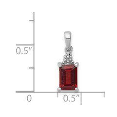 Sterling Silver Rhodium Garnet & Diamond Pendant QDX643