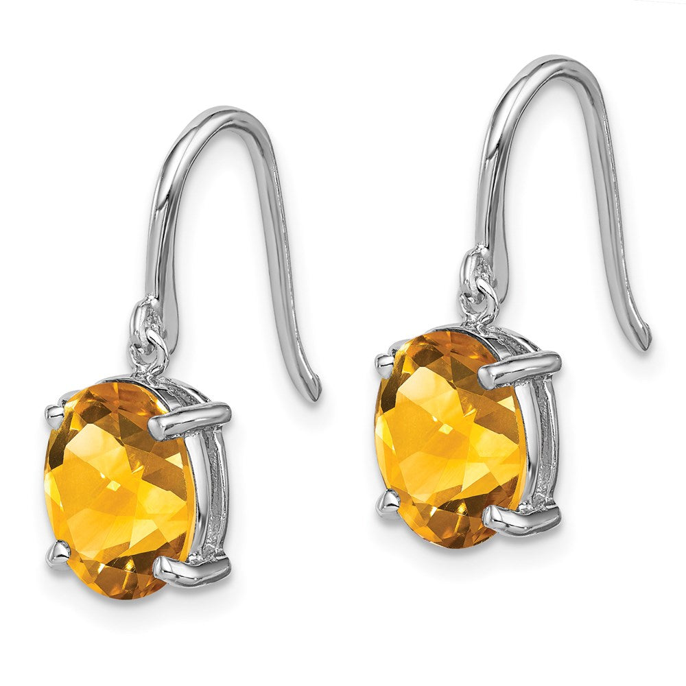 QDX743 Sterling Silver Rhodium Plated Citrine Wire Earrings