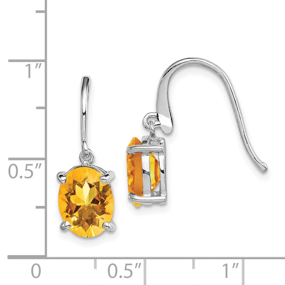 QDX743 Sterling Silver Rhodium Plated Citrine Wire Earrings