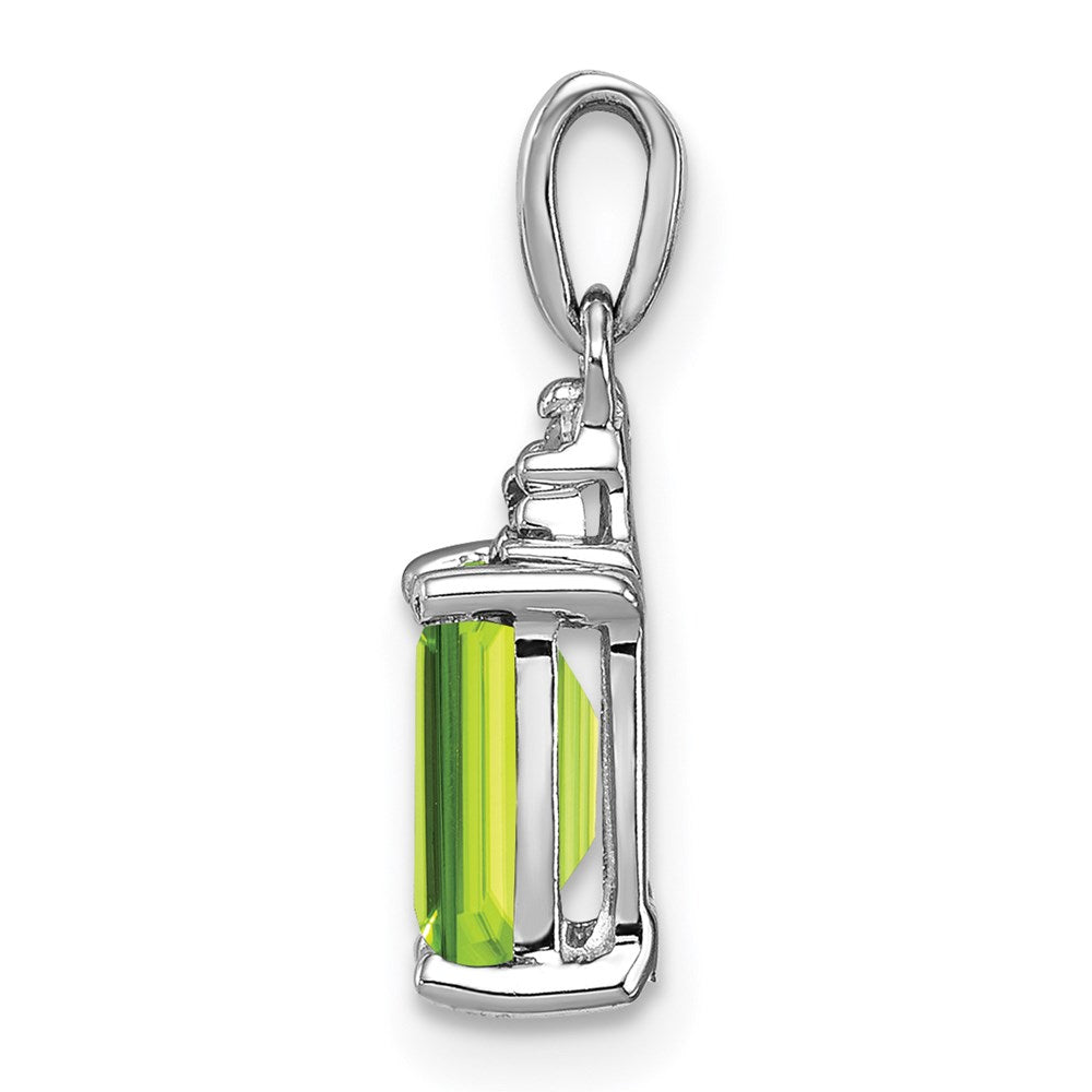 Sterling Silver Rhodium Plated Peridot and Diamond Pendant QDX817