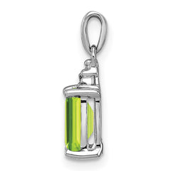 Sterling Silver Rhodium Plated Peridot and Diamond Pendant QDX817