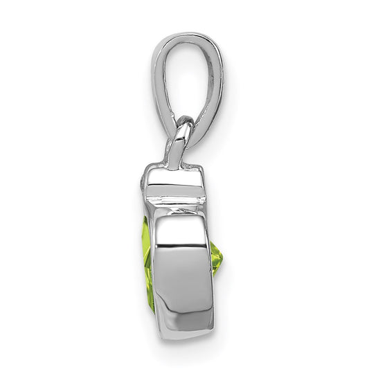 Sterling Silver Rhodium Plated Peridot and Diamond Pendant QDX822