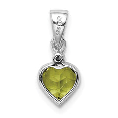 Sterling Silver Rhodium Plated Peridot and Diamond Pendant QDX822
