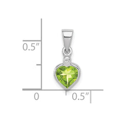 Sterling Silver Rhodium Plated Peridot and Diamond Pendant QDX822
