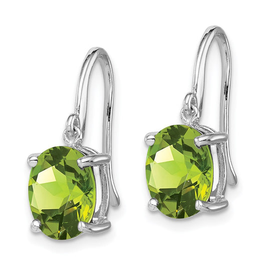 QDX846 Sterling Silver Rhodium Plated Peridot Wire Earrings