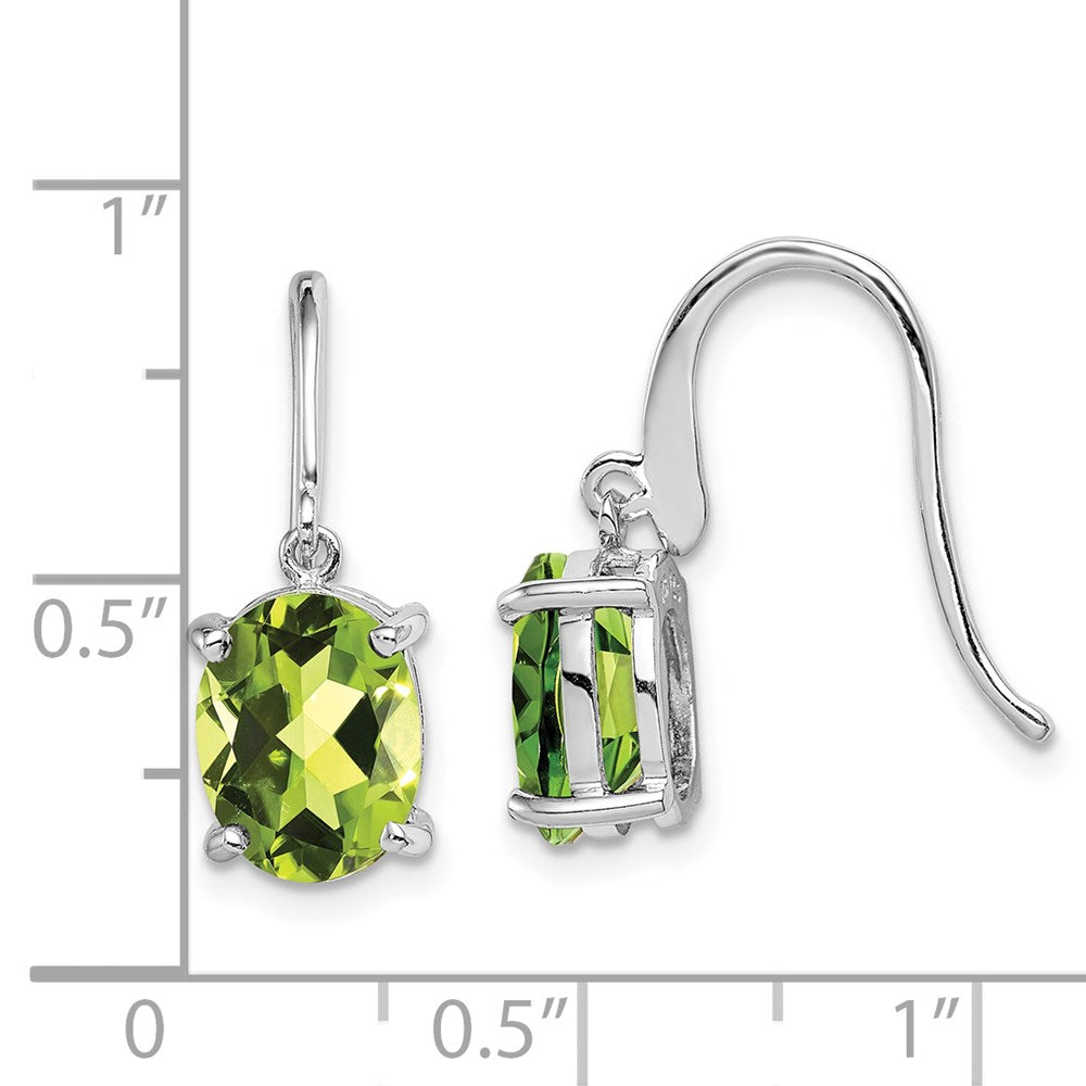 QDX846 Sterling Silver Rhodium Plated Peridot Wire Earrings