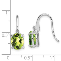 QDX846 Sterling Silver Rhodium Plated Peridot Wire Earrings