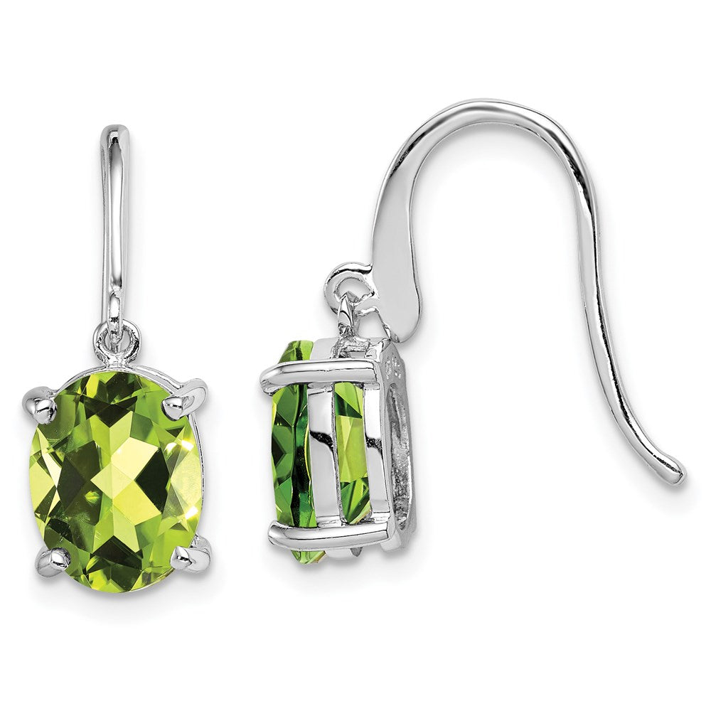QDX846 Sterling Silver Rhodium Plated Peridot Wire Earrings